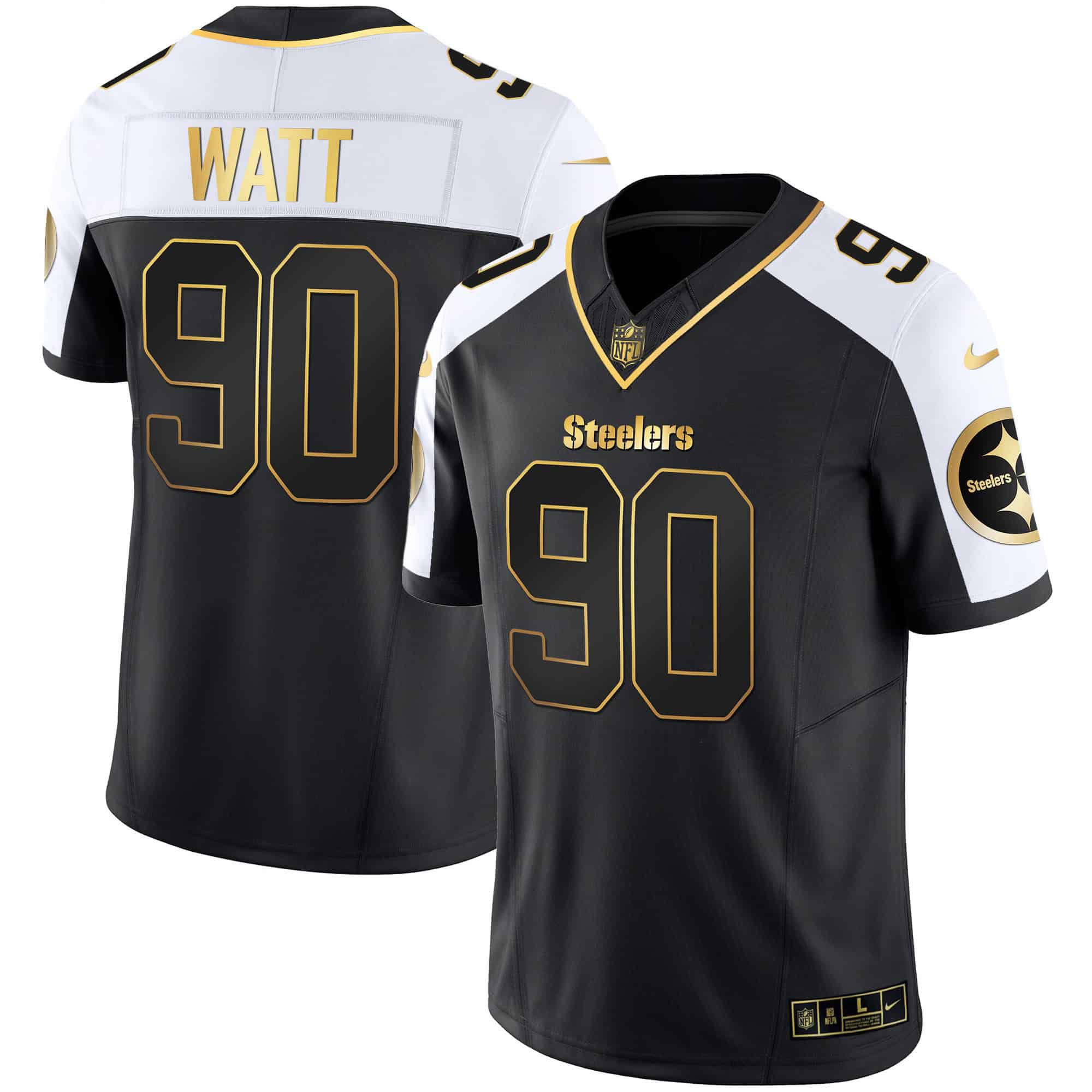 Men Pittsburgh Steelers #90 Watt Black Gold 2024 Nike Vapor Limited NFL Jersey->indianapolis colts->NFL Jersey